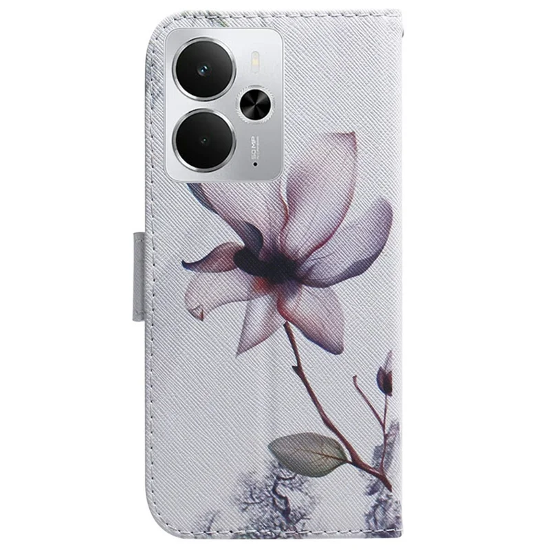 For Realme 14 5G Wallet Case Pattern Print Leather Phone Cover - Pink Flower