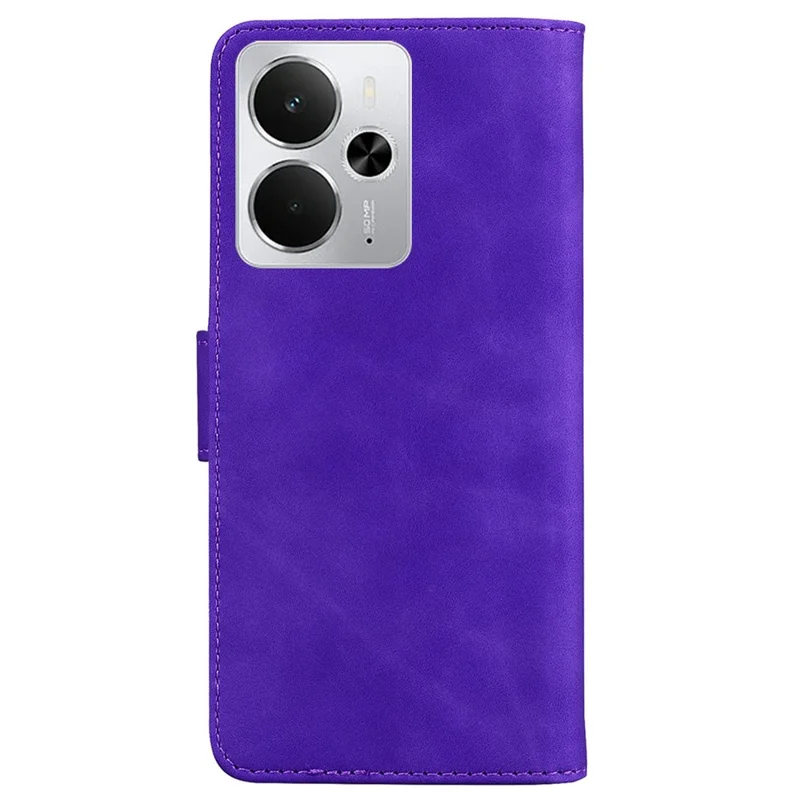 For Realme 14 5G Stand Case PU Leather Phone Cover Butterfly Printed - Purple