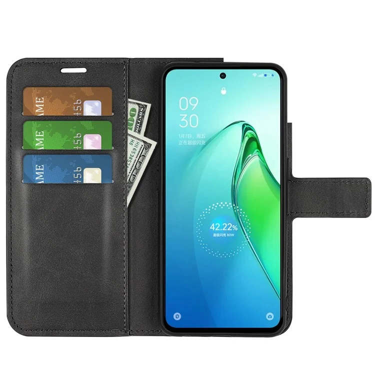 Pour Oppo Reno8 Pro 5G (version Globale) / Reno8 Pro + 5G Téléphone Flip Portefeuille Square Magnem Magnem Flasp Couper PU Téléphone PU Téléphone - le Noir