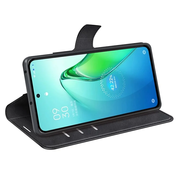 Pour Oppo Reno8 Pro 5G (version Globale) / Reno8 Pro + 5G Téléphone Flip Portefeuille Square Magnem Magnem Flasp Couper PU Téléphone PU Téléphone - le Noir