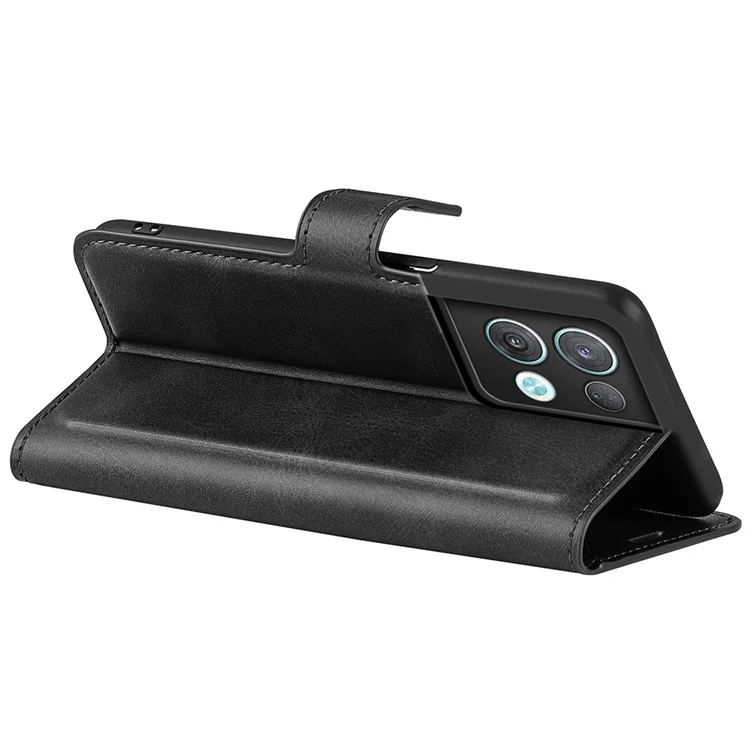 Pour Oppo Reno8 Pro 5G (version Globale) / Reno8 Pro + 5G Téléphone Flip Portefeuille Square Magnem Magnem Flasp Couper PU Téléphone PU Téléphone - le Noir