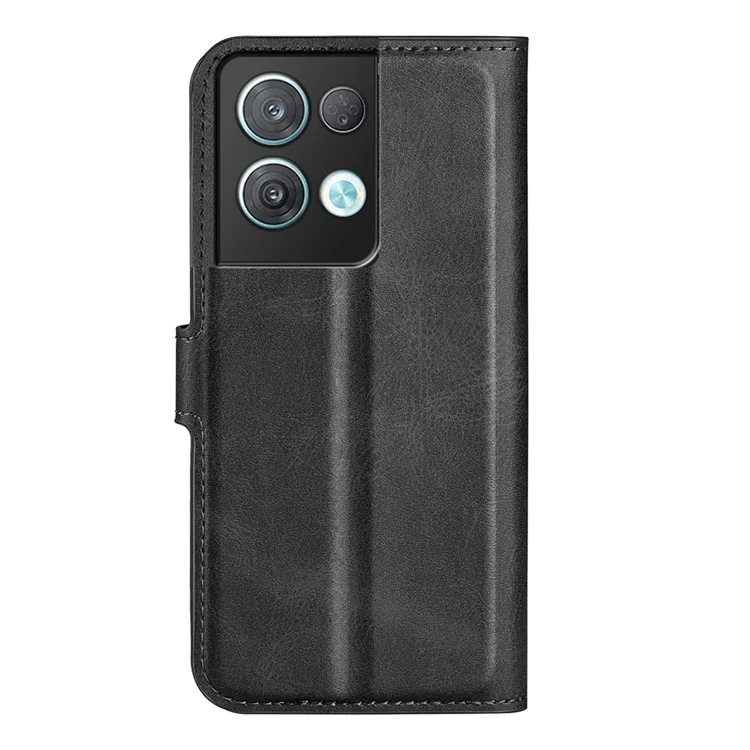 Pour Oppo Reno8 Pro 5G (version Globale) / Reno8 Pro + 5G Téléphone Flip Portefeuille Square Magnem Magnem Flasp Couper PU Téléphone PU Téléphone - le Noir