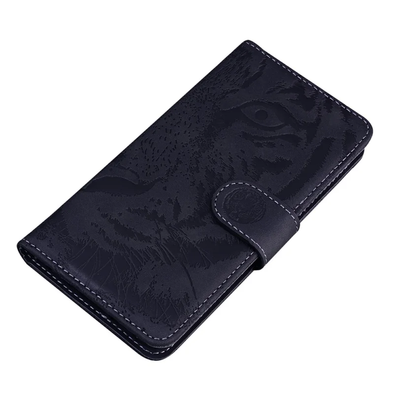For Realme 14 5G Case Tiger Imprint Leather Wallet Phone Cover - Black