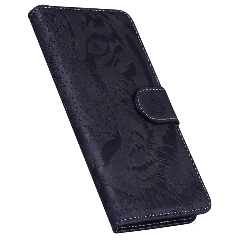 For Realme 14 5G Case Tiger Imprint Leather Wallet Phone Cover - Black