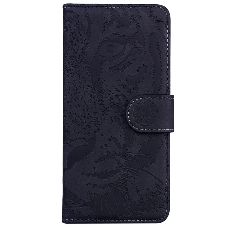 For Realme 14 5G Case Tiger Imprint Leather Wallet Phone Cover - Black