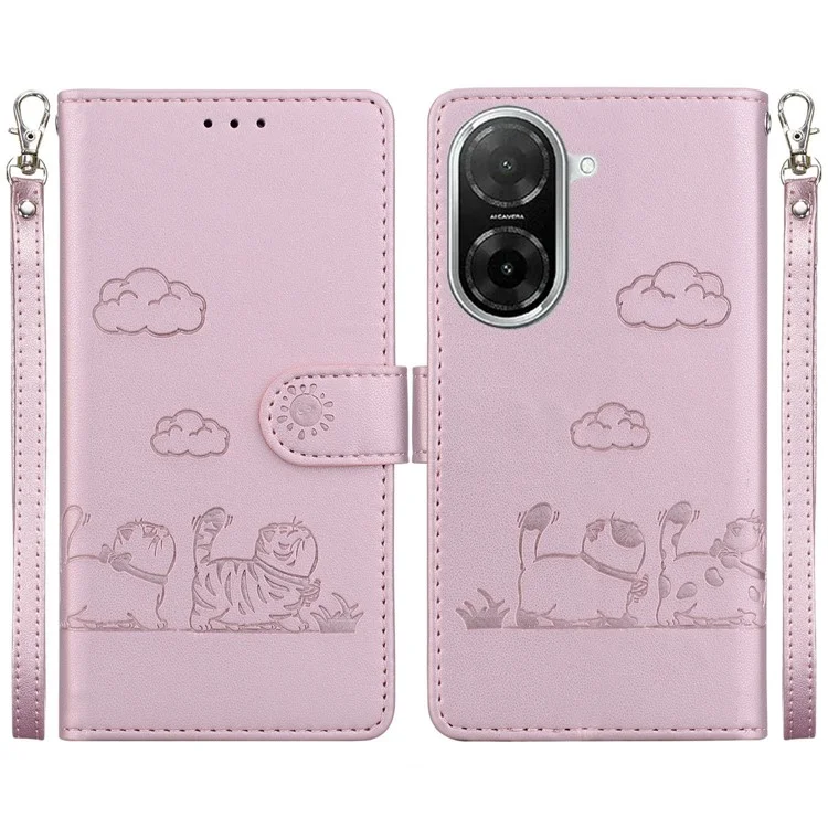 Funda para Xiaomi Redmi A5 NFC (173,45 mm) con Bloqueo RFID, Patrón de Gatito, TPU + Cuero PU - Rosa