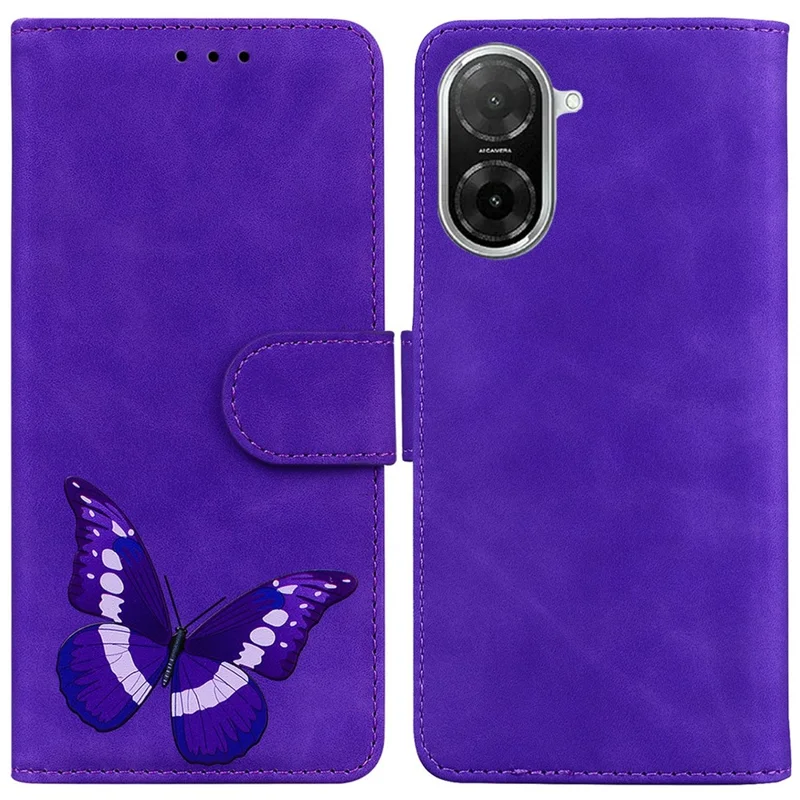 For Xiaomi Redmi A5 NFC (EU) (173.45mm) Stand Case PU Leather Phone Cover Butterfly Printed - Purple