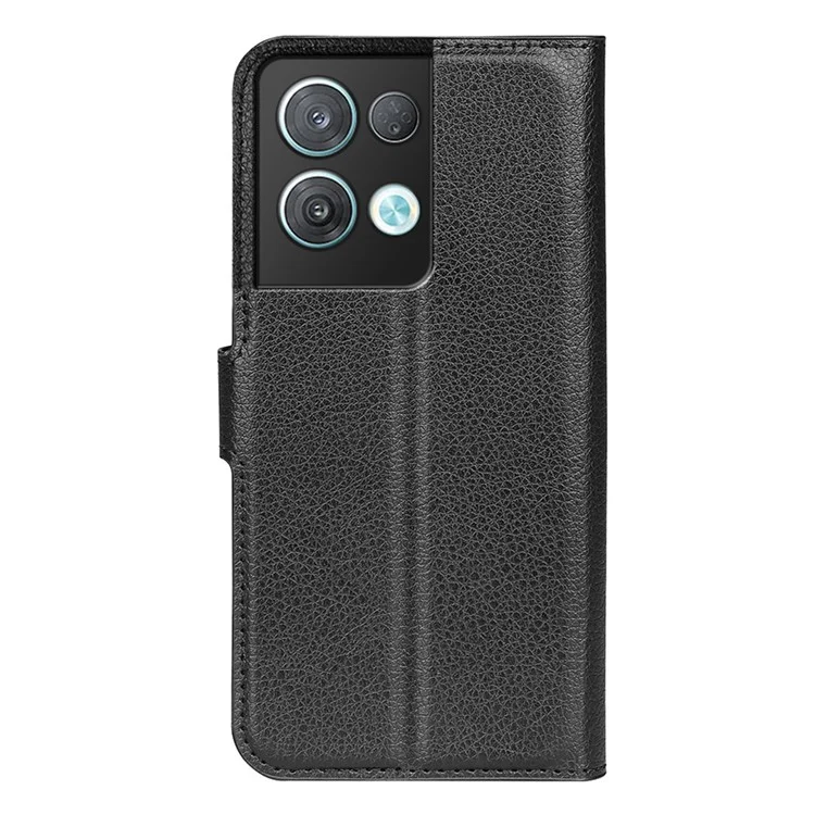 Anti-drop Phone Cover For Oppo Reno8 Pro+ (China) 5G / Reno8 Pro 5G (Global Version) Litchi Texture PU Leather Phone Case Wallet Stand - Black