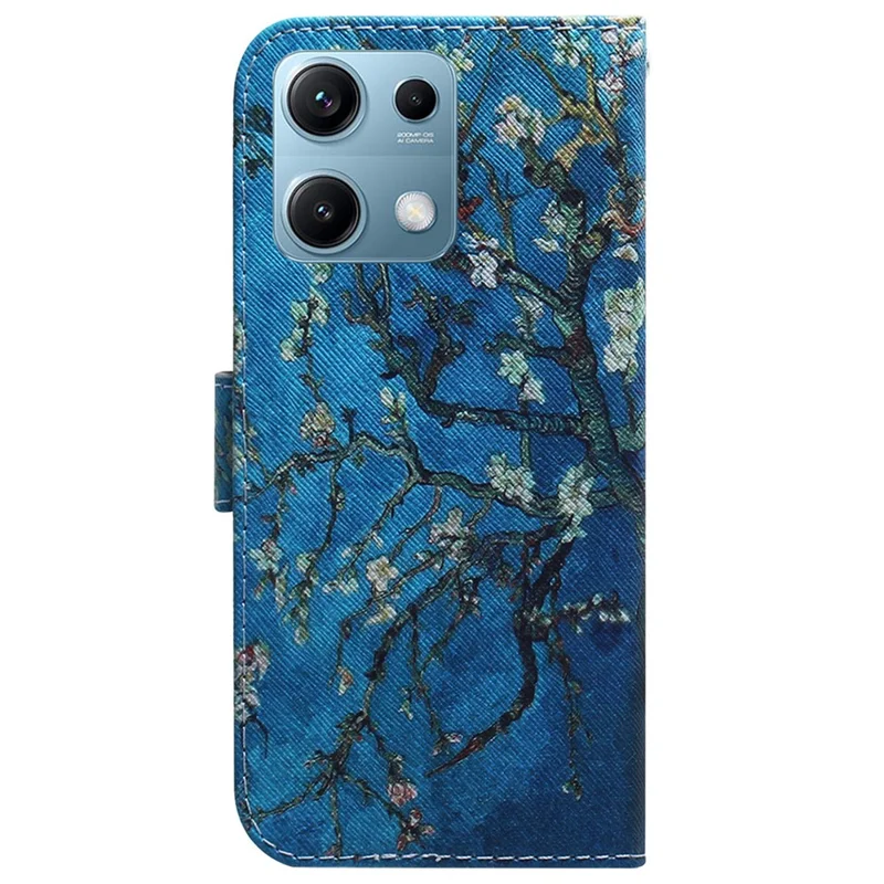 Portemonnee Hoesje voor Xiaomi Redmi Note 14S 4G met Patroonprint in Lederen Uitvoering - Oker Bloemen