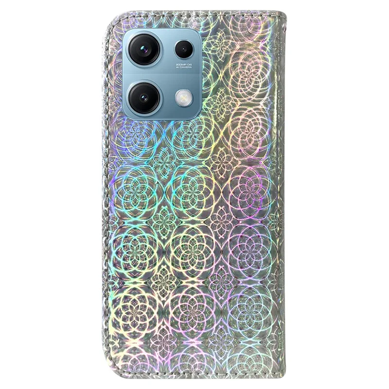 For Xiaomi Redmi Note 14S 4G Stand Case Dazzling Flower Leather Phone Cover - Grey