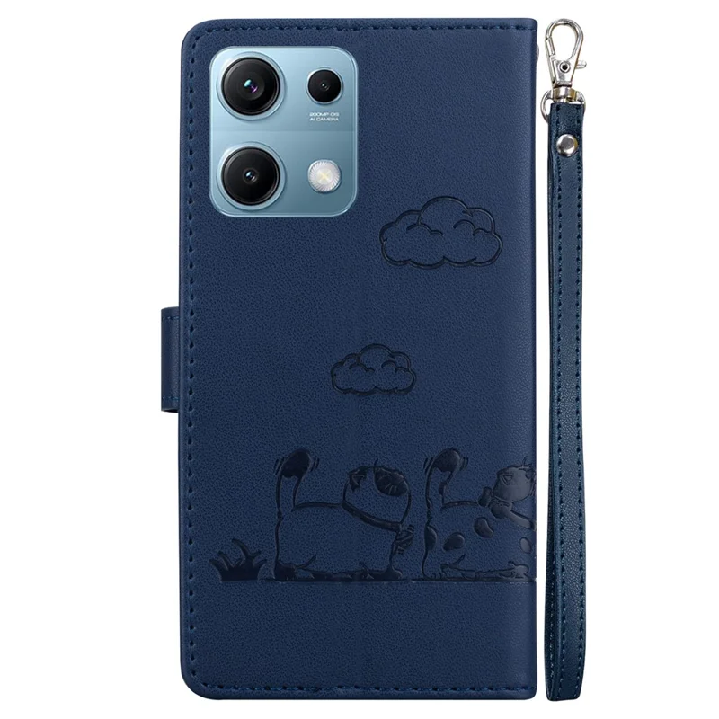 Folia na Xiaomi Redmi Note 14S 4G z zabezpieczeniem RFID, wzór kociąt, pokrowiec z tworzywa TPU i skóry PU - niebieski