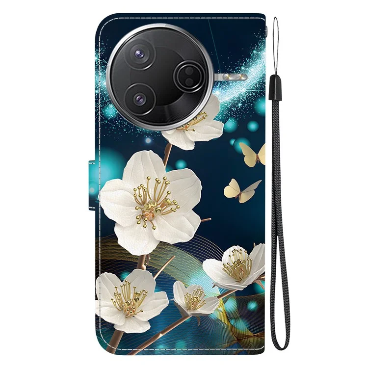 For Xiaomi Poco F7 Pro 5G  /  F7 Ultra 5G  /  Redmi K80 Pro 5G  /  K80 5G Case Pattern Printing Leather Wallet Cover with Lanyard - Magnolia
