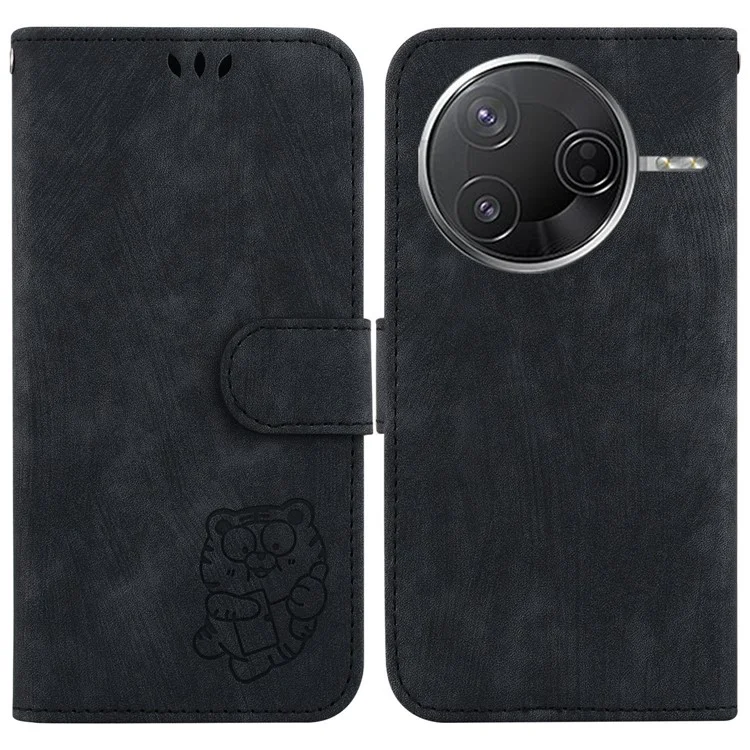 Per Xiaomi Poco F7 Pro 5G / F7 Ultra 5G / Redmi K80 Pro 5G / K80 5G Cover a Portafoglio con Stampa Tigre in Pelle Antiurto - Nero