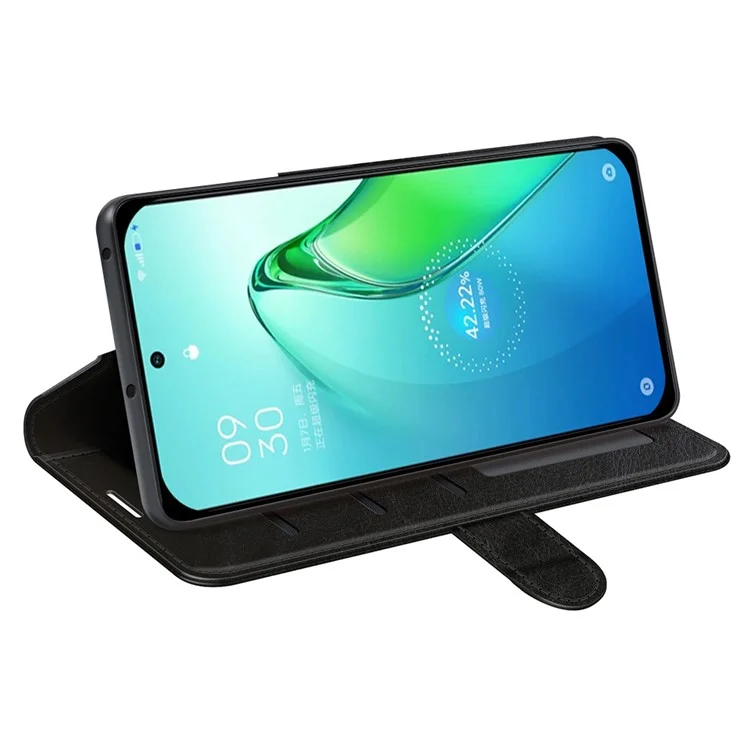 Couverture de Téléphone en Cuir PU Anti-automne Pour Oppo Reno8 Pro + 5G / Reno8 Pro 5G (version Globale), Craquage de Texture de Cheval Crazy Stand Flip Wallet Téléphone - le Noir