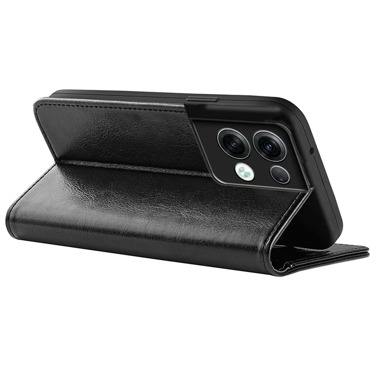 Couverture de Téléphone en Cuir PU Anti-automne Pour Oppo Reno8 Pro + 5G / Reno8 Pro 5G (version Globale), Craquage de Texture de Cheval Crazy Stand Flip Wallet Téléphone - le Noir