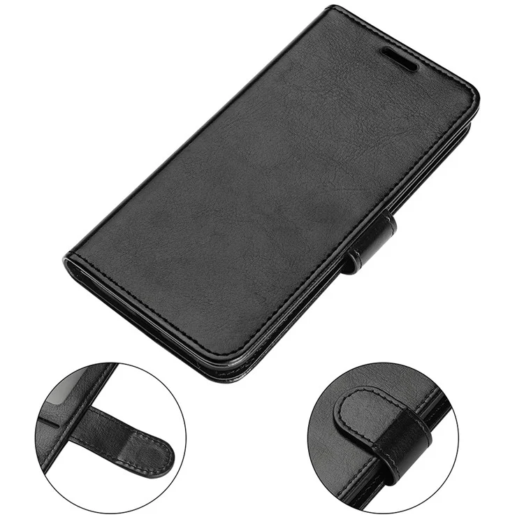 Couverture de Téléphone en Cuir PU Anti-automne Pour Oppo Reno8 Pro + 5G / Reno8 Pro 5G (version Globale), Craquage de Texture de Cheval Crazy Stand Flip Wallet Téléphone - le Noir