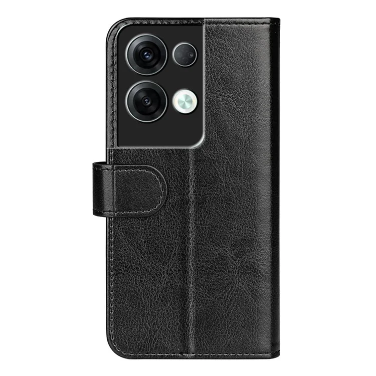 Couverture de Téléphone en Cuir PU Anti-automne Pour Oppo Reno8 Pro + 5G / Reno8 Pro 5G (version Globale), Craquage de Texture de Cheval Crazy Stand Flip Wallet Téléphone - le Noir