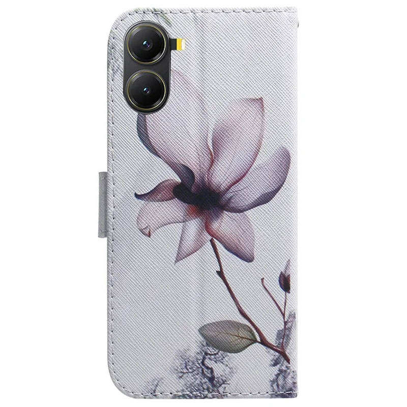 Funda tipo cartera con estampado para Xiaomi Poco X7 Pro 5G / Redmi Turbo 4 5G - Cuero con flores rosas