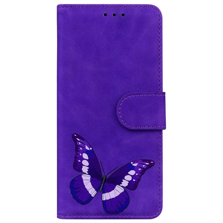 Funda con soporte para Xiaomi Poco X7 Pro 5G / Redmi Turbo 4 5G de cuero sintético con diseño de mariposas - Morado