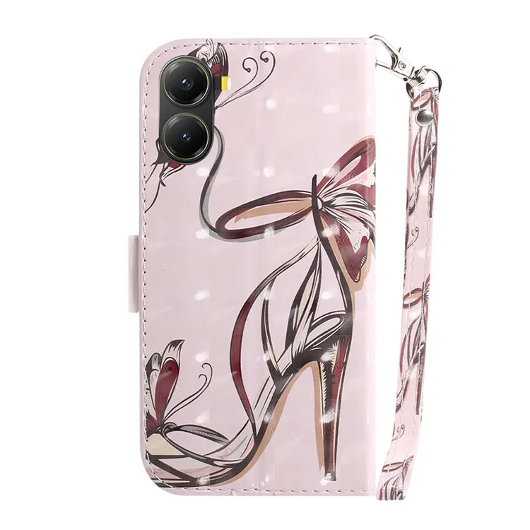 For Xiaomi Poco X7 Pro 5G  /  Redmi Turbo 4 5G Case Pattern Printing Leather Wallet Phone Cover with Strap - Butterfly High Heels