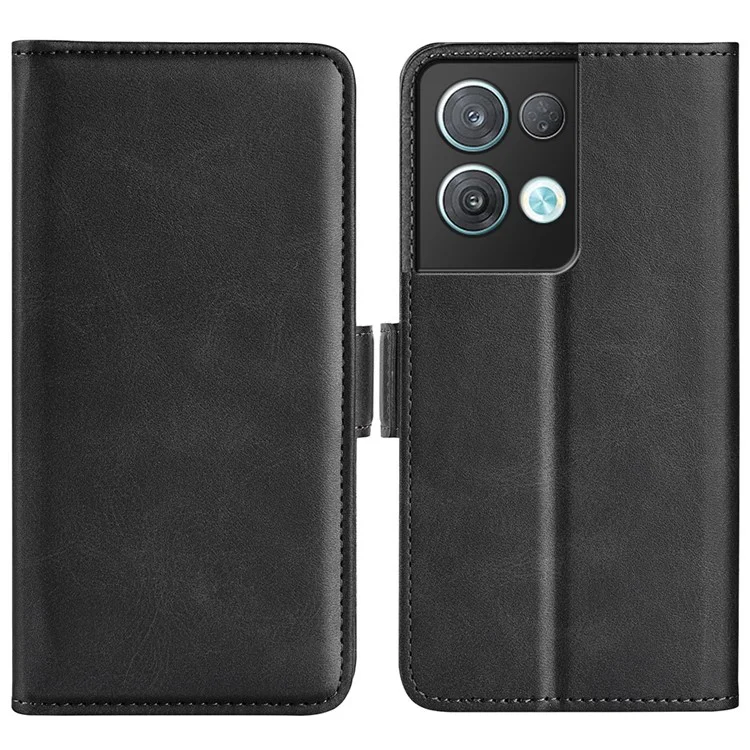 Per Oppo Reno8 Pro 5G (Versione Globale) / Reno8 Pro+ (Cina) 5G Custodia Antiurto per Telefono in Pelle di Vitello Texture Magnetica Chiusura Flip Wallet Cover - Nero