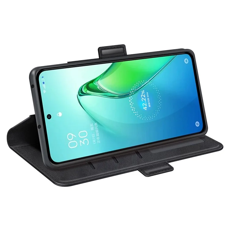 Per Oppo Reno8 Pro 5G (Versione Globale) / Reno8 Pro+ (Cina) 5G Custodia Antiurto per Telefono in Pelle di Vitello Texture Magnetica Chiusura Flip Wallet Cover - Nero