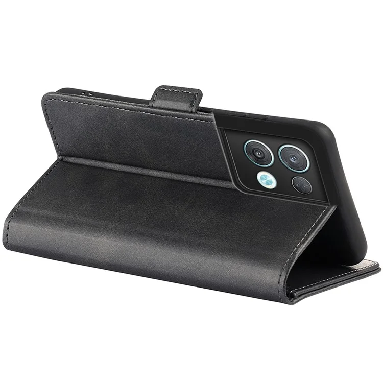 Per Oppo Reno8 Pro 5G (Versione Globale) / Reno8 Pro+ (Cina) 5G Custodia Antiurto per Telefono in Pelle di Vitello Texture Magnetica Chiusura Flip Wallet Cover - Nero