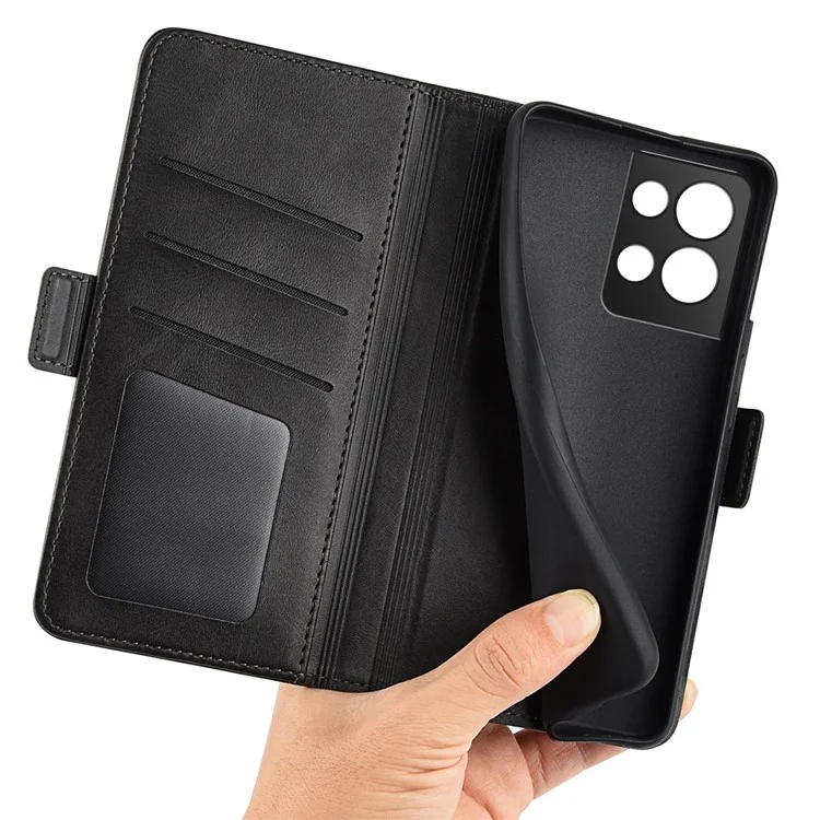 Per Oppo Reno8 Pro 5G (Versione Globale) / Reno8 Pro+ (Cina) 5G Custodia Antiurto per Telefono in Pelle di Vitello Texture Magnetica Chiusura Flip Wallet Cover - Nero