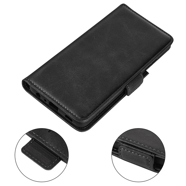 Per Oppo Reno8 Pro 5G (Versione Globale) / Reno8 Pro+ (Cina) 5G Custodia Antiurto per Telefono in Pelle di Vitello Texture Magnetica Chiusura Flip Wallet Cover - Nero