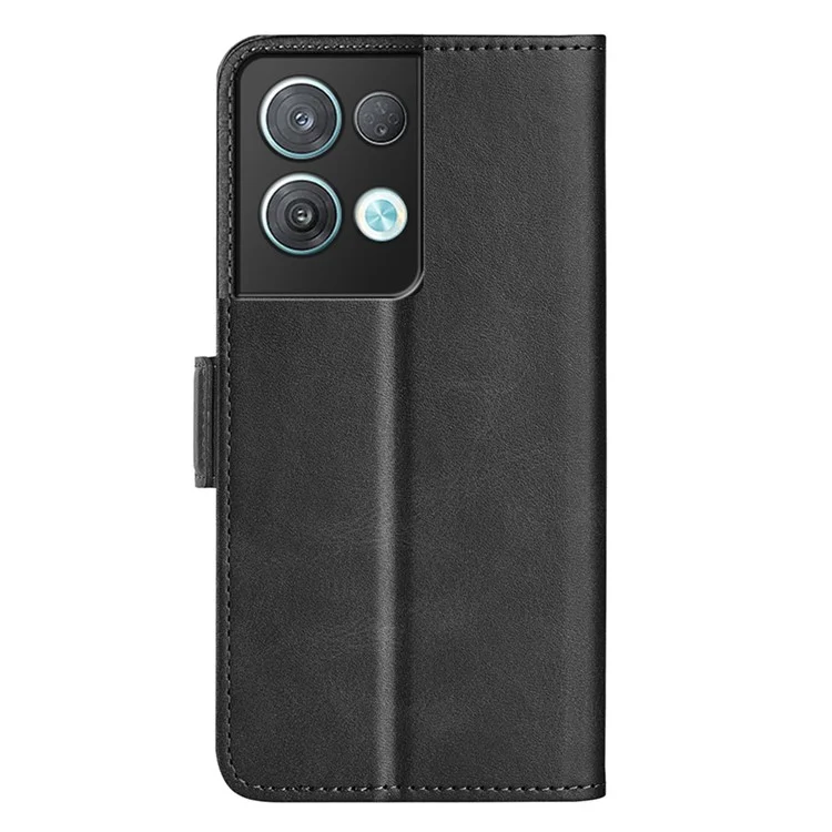 Per Oppo Reno8 Pro 5G (Versione Globale) / Reno8 Pro+ (Cina) 5G Custodia Antiurto per Telefono in Pelle di Vitello Texture Magnetica Chiusura Flip Wallet Cover - Nero