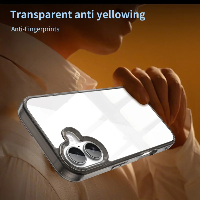Handyhülle für iPhone 16 TPU + Acryl Rückseite Schutzhülle Vergilbungsschutz - Schwarz
