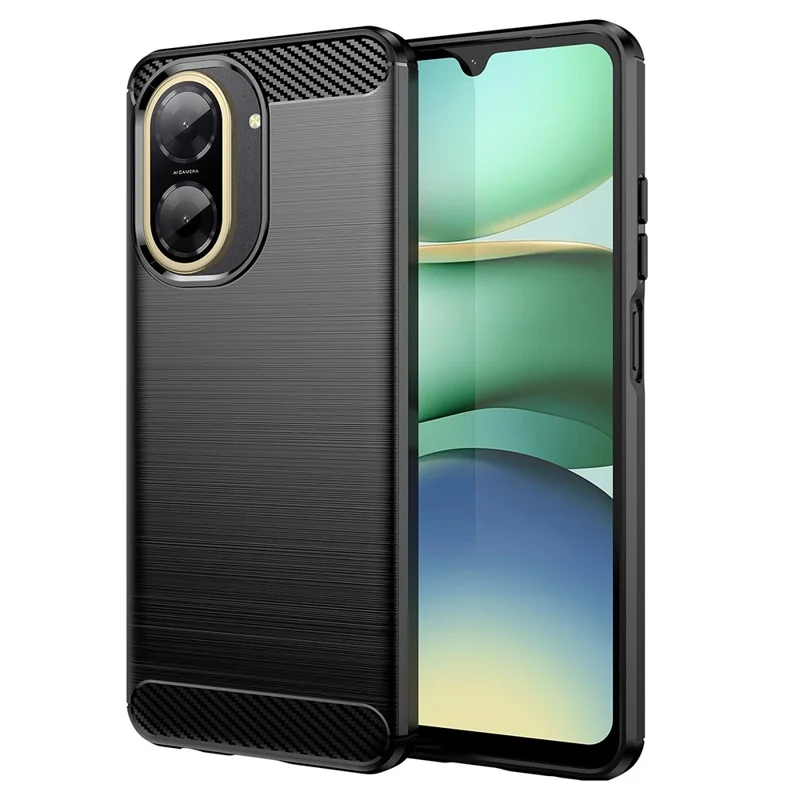 For Xiaomi Redmi A5 NFC (173.45mm) Case Protective Phone Cover Carbon Fiber Texture Brushed - Black