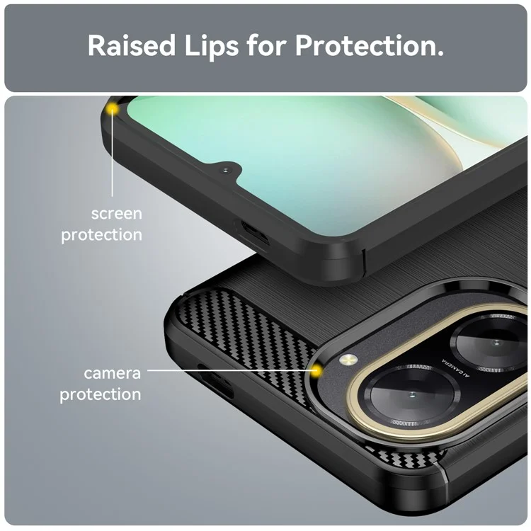 For Xiaomi Redmi A5 NFC (173.45mm) Case Protective Phone Cover Carbon Fiber Texture Brushed - Black