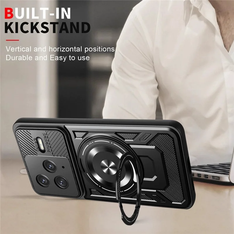 Pour Xiaomi Redmi K80 5G / Poco F7 Pro 5G Étui Magnétique avec Support Rotatif TPU + PC - Noir