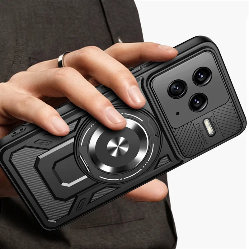 Pour Xiaomi Redmi K80 5G / Poco F7 Pro 5G Étui Magnétique avec Support Rotatif TPU + PC - Noir