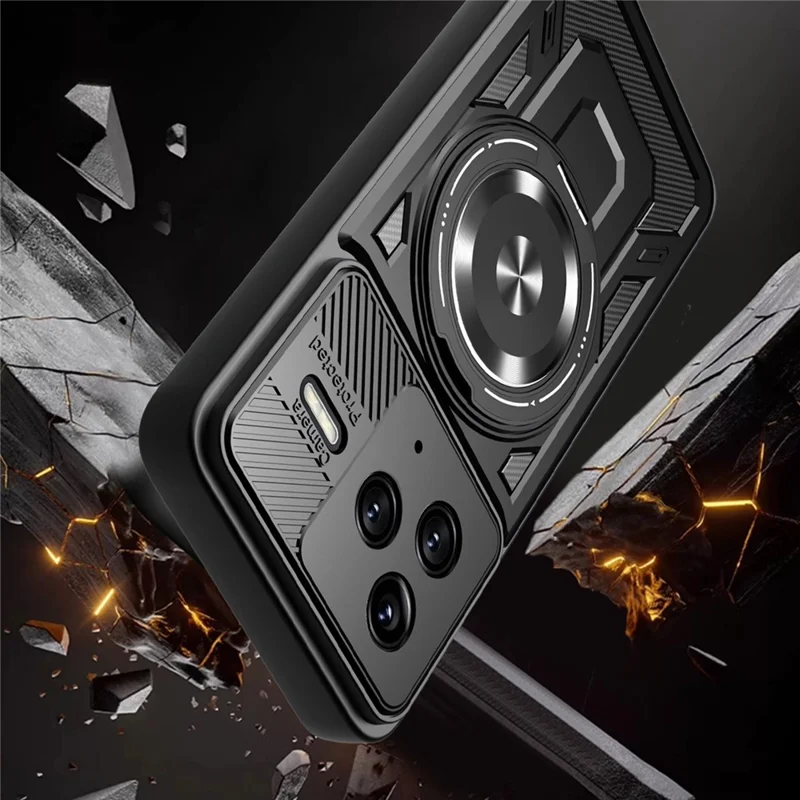 Pour Xiaomi Redmi K80 5G / Poco F7 Pro 5G Étui Magnétique avec Support Rotatif TPU + PC - Noir