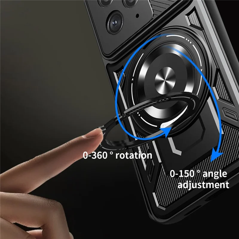 Pour Xiaomi Redmi K80 5G / Poco F7 Pro 5G Étui Magnétique avec Support Rotatif TPU + PC - Noir