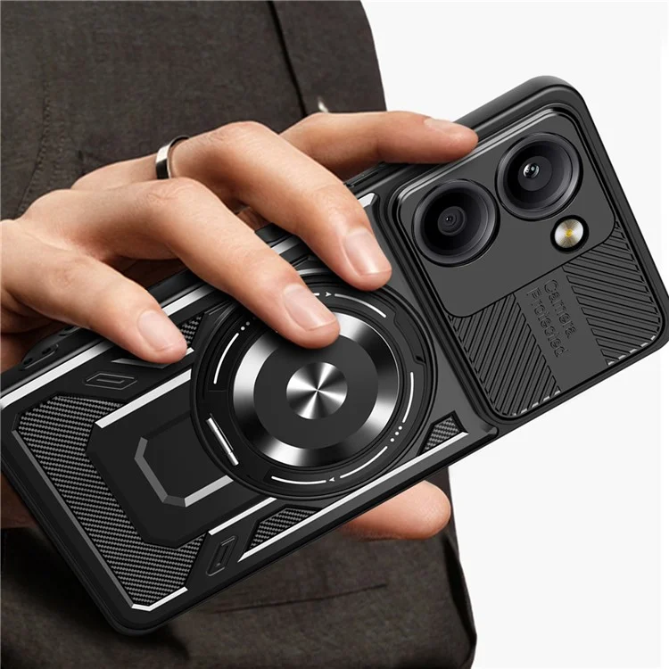 Pour Xiaomi Redmi A5 4G (171,7*77,8*8,3 mm) / Poco C71 4G Étui Magnétique Rotatif Avec Support Béquille TPU + PC - Noir