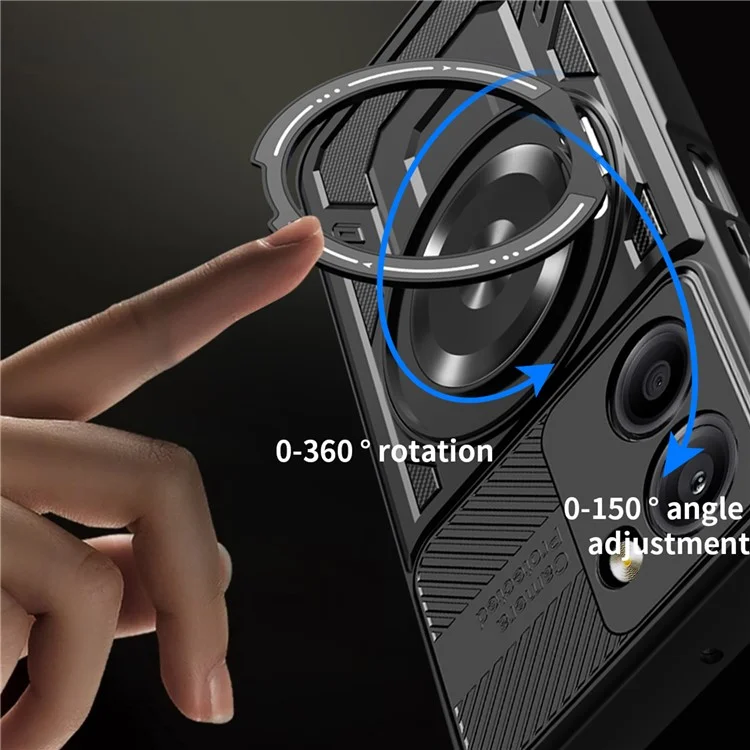 Pour Xiaomi Redmi A5 4G (171,7*77,8*8,3 mm) / Poco C71 4G Étui Magnétique Rotatif Avec Support Béquille TPU + PC - Noir