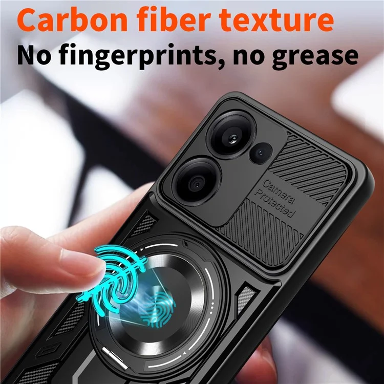 Pour Xiaomi Redmi A5 4G (171,7*77,8*8,3 mm) / Poco C71 4G Étui Magnétique Rotatif Avec Support Béquille TPU + PC - Noir