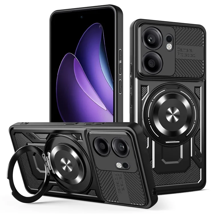 Pour Oppo Reno13 F 5G Étui Magnétique avec Support Rotatif TPU + PC - Noir