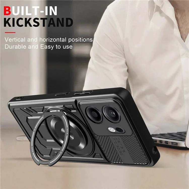 Pour Oppo Reno13 F 5G Étui Magnétique avec Support Rotatif TPU + PC - Noir
