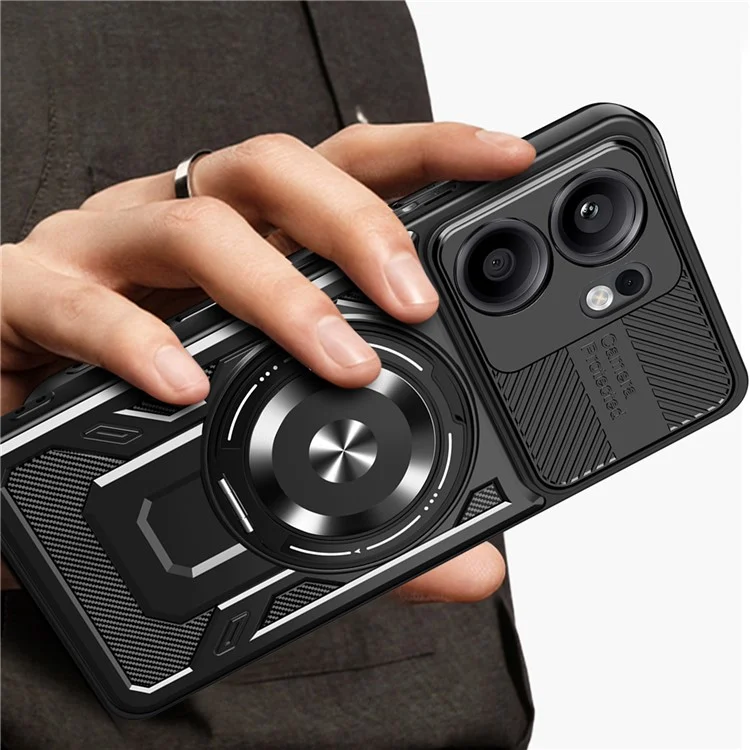 Pour Oppo Reno13 F 5G Étui Magnétique avec Support Rotatif TPU + PC - Noir