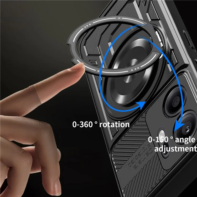 Pour Oppo Reno13 F 5G Étui Magnétique avec Support Rotatif TPU + PC - Noir
