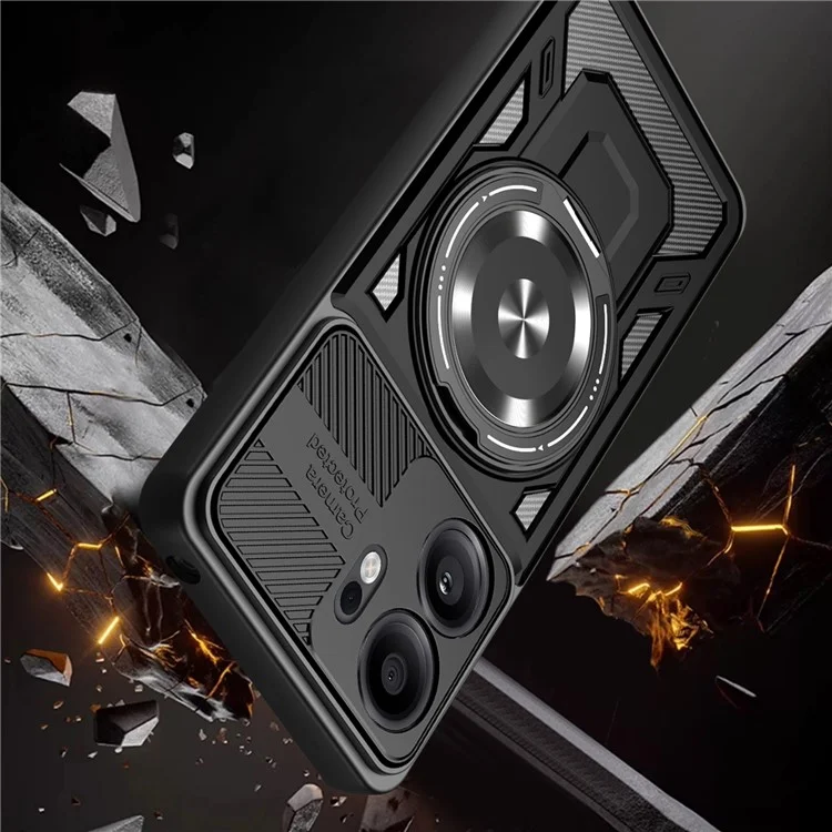 Pour Oppo Reno13 F 5G Étui Magnétique avec Support Rotatif TPU + PC - Noir
