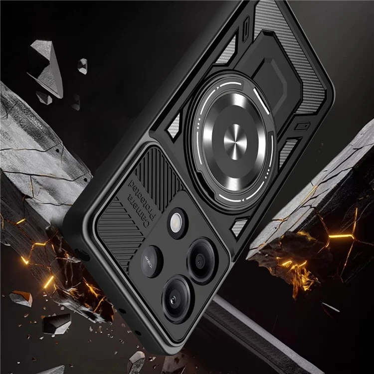Für Xiaomi Redmi Note 13 Pro 4G / Poco M6 Pro 4G Magnetische Hülle mit rotierendem Ständer TPU + PC Handyhülle - Schwarz