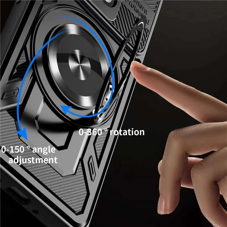 Für Xiaomi Redmi Note 13 Pro 4G / Poco M6 Pro 4G Magnetische Hülle mit rotierendem Ständer TPU + PC Handyhülle - Schwarz