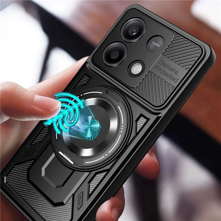 Für Xiaomi Redmi Note 13 Pro 4G / Poco M6 Pro 4G Magnetische Hülle mit rotierendem Ständer TPU + PC Handyhülle - Schwarz