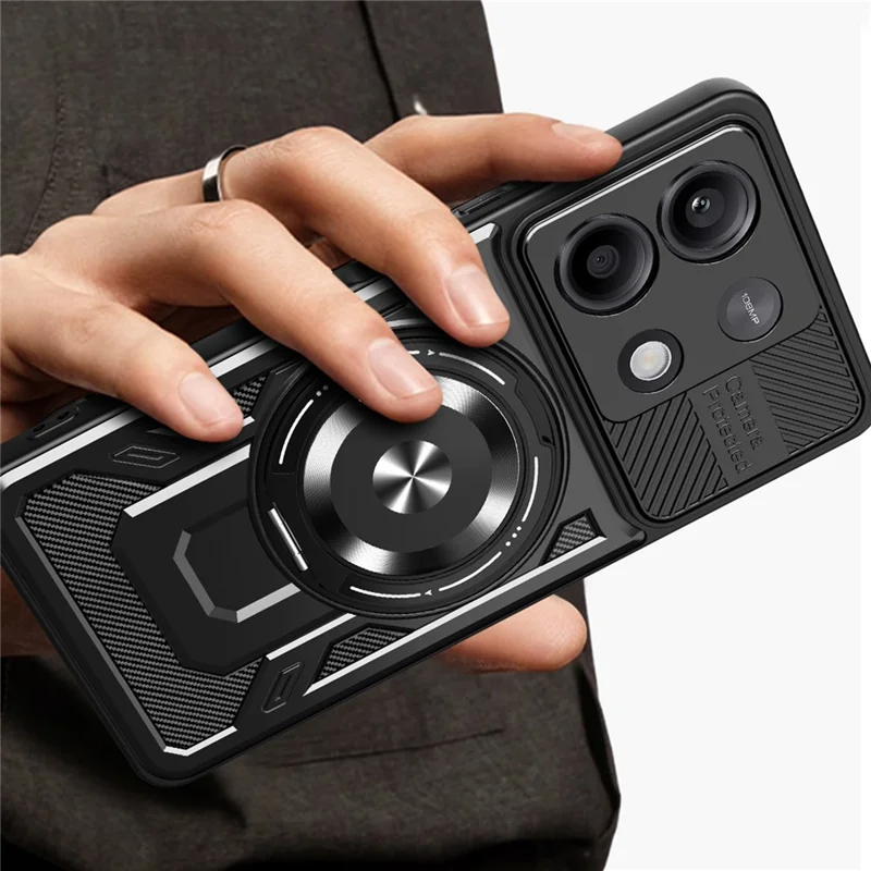 For Xiaomi Redmi Note 13 Pro 4G / Poco M6 Pro 4G Magnetic Case Rotating Kickstand TPU + PC Phone Cover - Grey