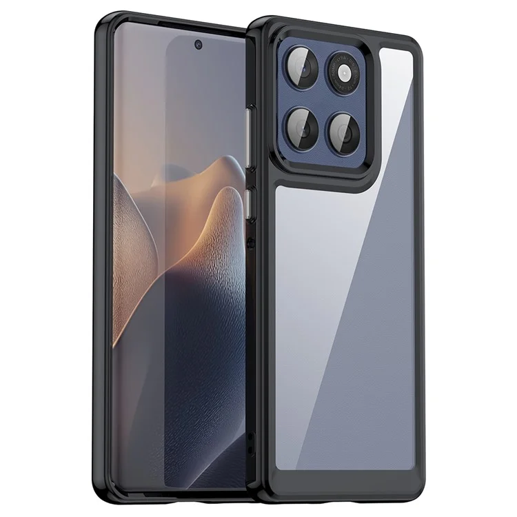 Für Motorola Edge 60 Fusion 5G Hülle TPU + Acryl Transparente Handyhülle - Schwarz